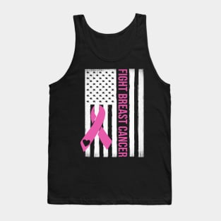 Fight Breast Cancer USA Flag Breast Cancer Awareness Month Tank Top